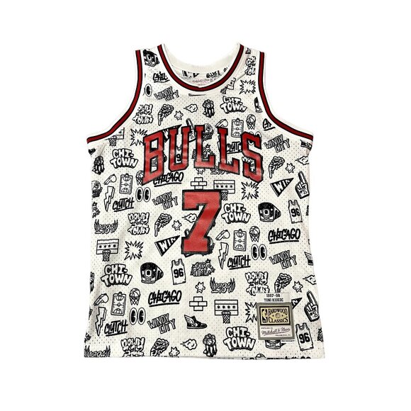 Mitchell & Ness Chicago Bulls Kukoc Doodle Jersey Mens Medium - Picture 1 of 5